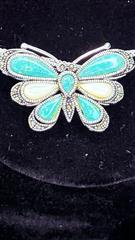 Synthetic Turquoise Stone Necklace Silver Plate 16.45g